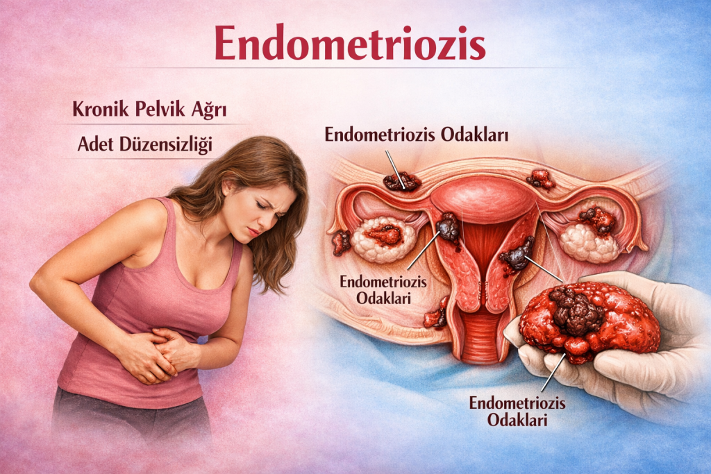Endometriozis ve çikolata kisti hakkında bilgilendirici görsel